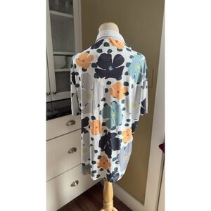 Swannies Golf Polo Floral Grey Blue Orange Athletic Activewear Tropical Cool - L